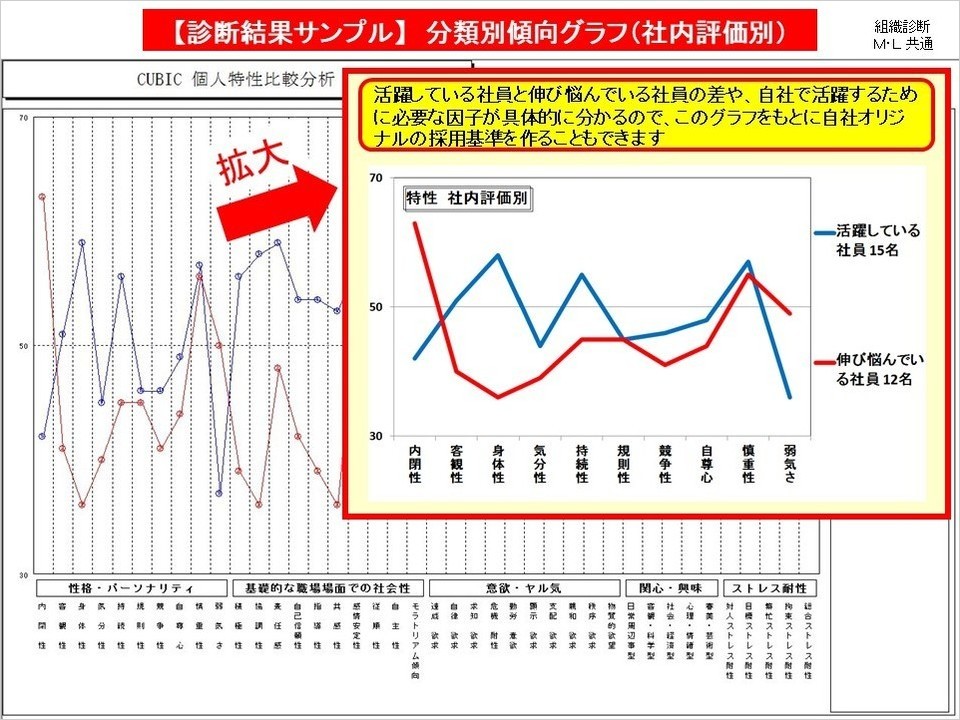 組織診断 分類別傾向グラフ（社内評価別）