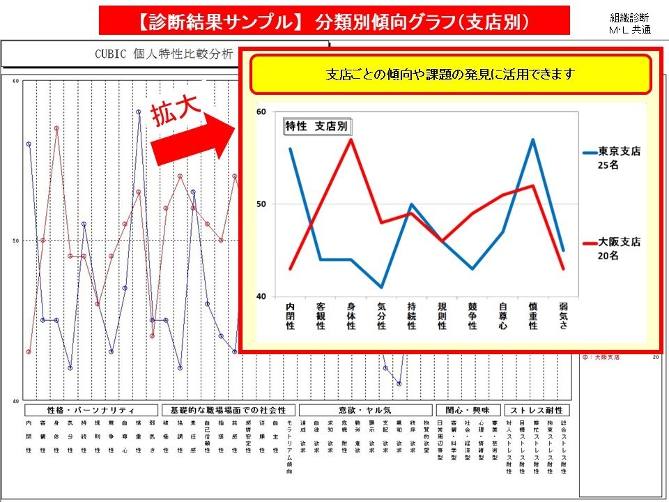 組織診断 分類別傾向グラフ（支店別）